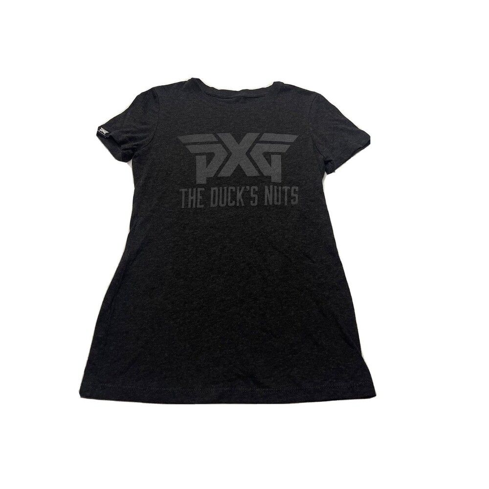 Women's PXG The Duck's Nuts Graphic Short Sleeve Shirt Size Small Charcoal
